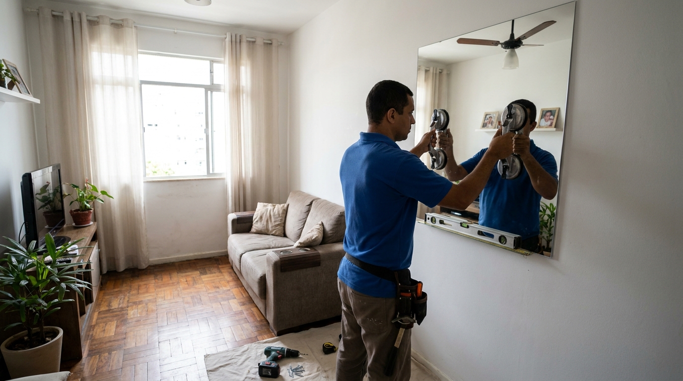 Espelho sob medida com parquet em Carapicuíba-SP