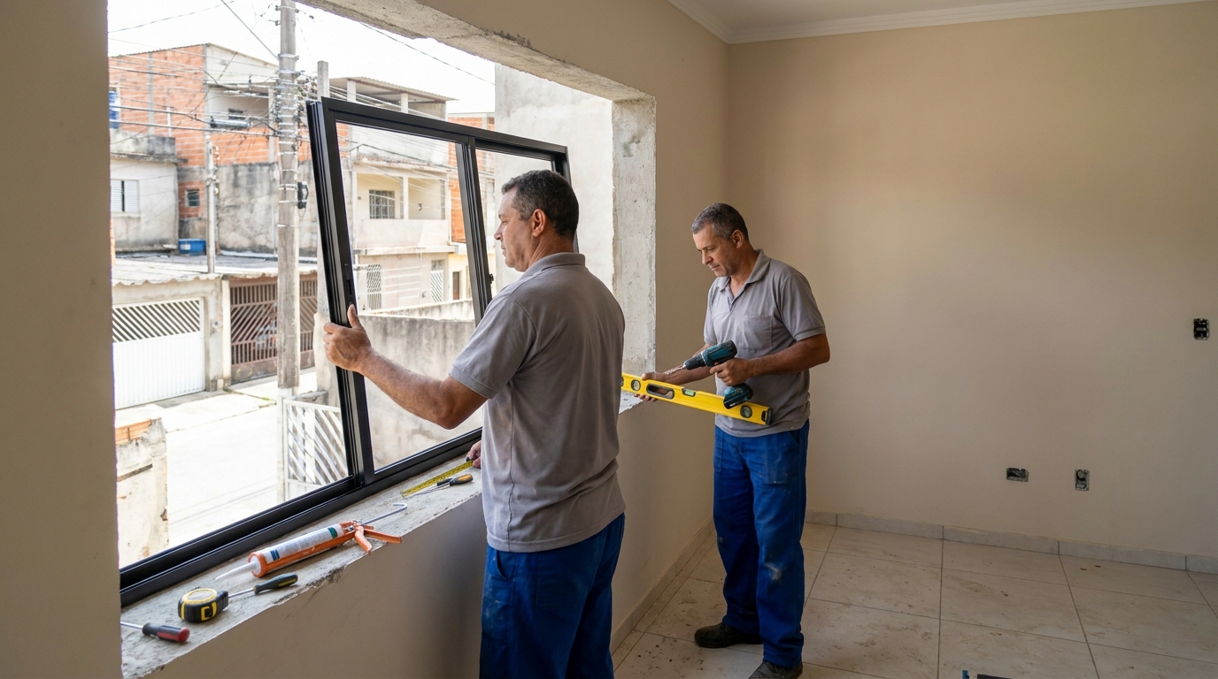 Esquadria de alumínio com vista para rua em Carapicuíba-SP